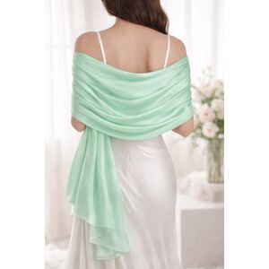 Luxury Mint Green100% SILK SATIN Large Shawl Scarf Wrap Wedding Cover Up